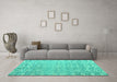 Machine Washable Abstract Turquoise Modern Area Rugs in a Living Room,, wshabs4614turq