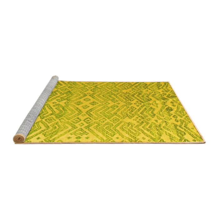 Sideview of Machine Washable Abstract Yellow Modern Rug, wshabs4614yw