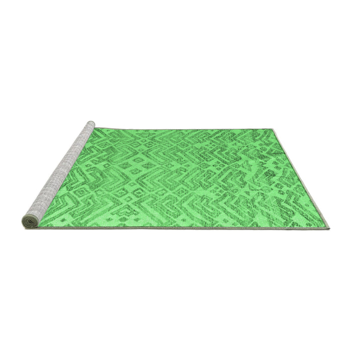 Sideview of Machine Washable Abstract Emerald Green Modern Area Rugs, wshabs4614emgrn
