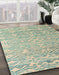 Machine Washable Abstract Green Rug in a Family Room, wshabs4614