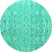 Round Abstract Turquoise Modern Rug, abs4614turq
