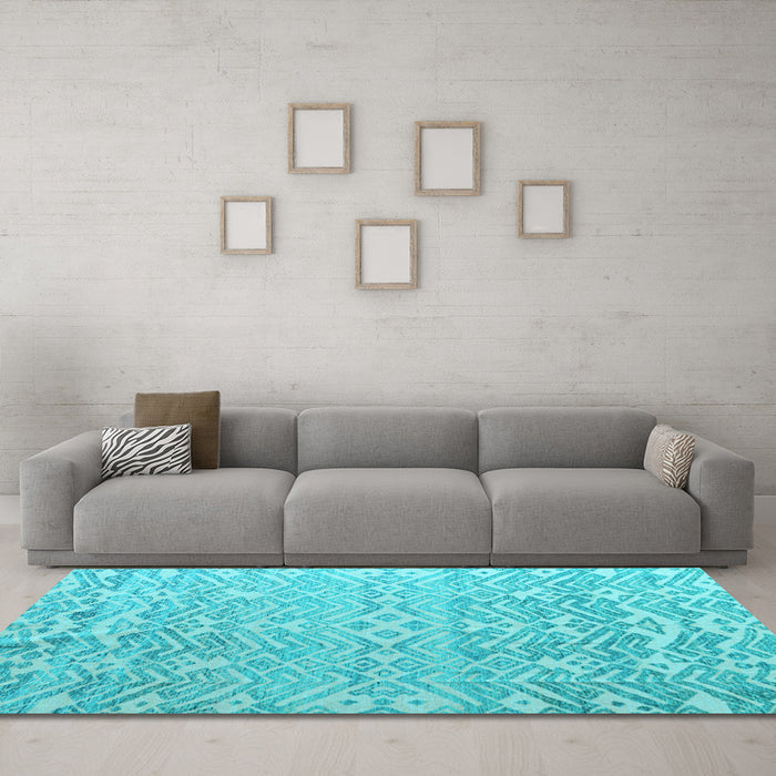 Machine Washable Abstract Light Blue Modern Rug in a Living Room, wshabs4614lblu