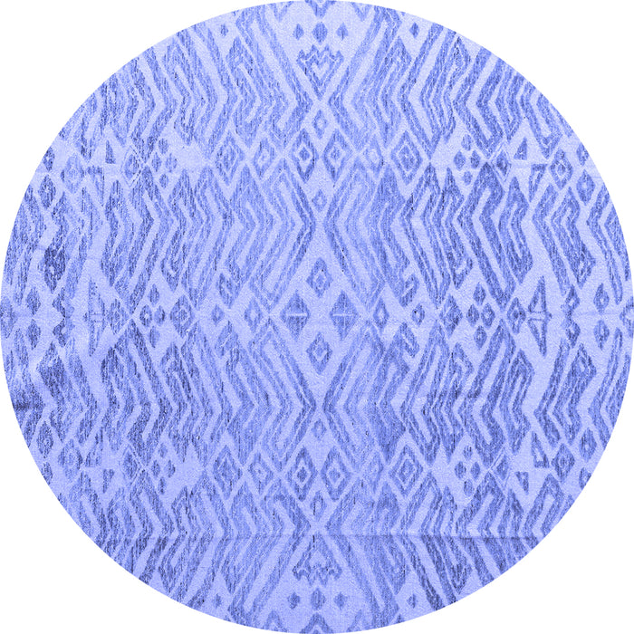 Round Abstract Blue Modern Rug, abs4614blu