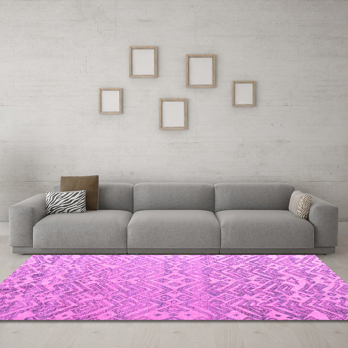 Machine Washable Abstract Pink Modern Rug in a Living Room, wshabs4614pnk