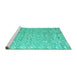 Sideview of Machine Washable Abstract Turquoise Modern Area Rugs, wshabs4614turq