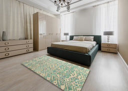 Abstract Green Modern Rug in a Bedroom, abs4614