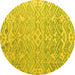 Round Machine Washable Abstract Yellow Modern Rug, wshabs4614yw