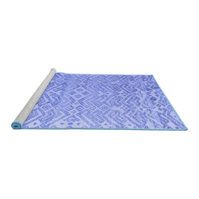 Sideview of Machine Washable Abstract Blue Modern Rug, wshabs4614blu