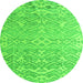 Round Machine Washable Abstract Green Modern Area Rugs, wshabs4614grn