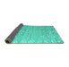 Sideview of Abstract Turquoise Modern Rug, abs4614turq