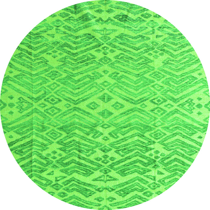 Round Abstract Green Modern Rug, abs4614grn