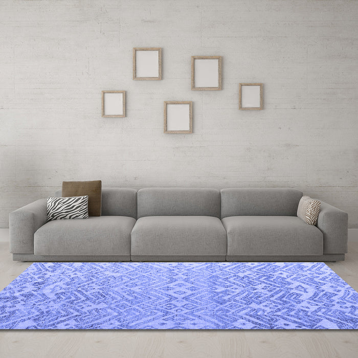 Machine Washable Abstract Blue Modern Rug in a Living Room, wshabs4614blu