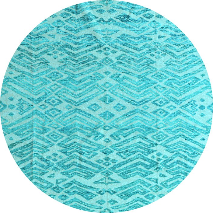 Round Machine Washable Abstract Light Blue Modern Rug, wshabs4614lblu