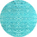 Round Machine Washable Abstract Light Blue Modern Rug, wshabs4614lblu