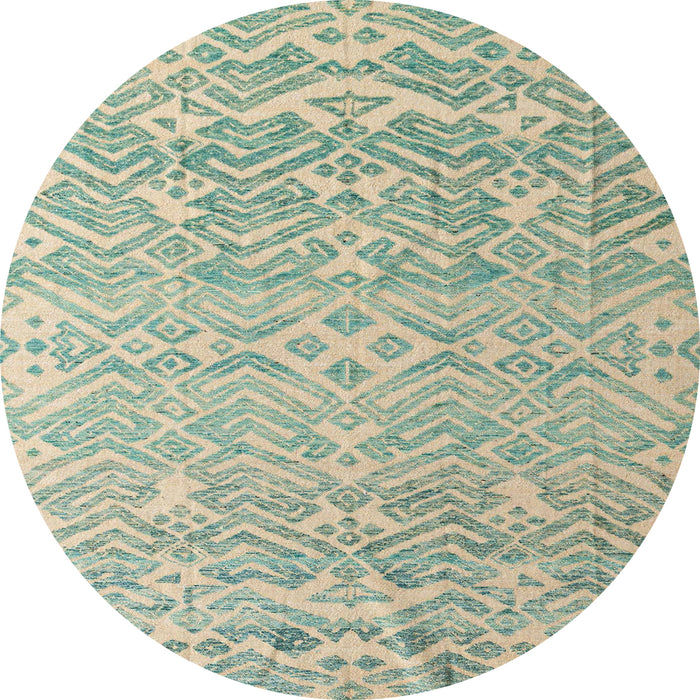 Round Abstract Green Modern Rug, abs4614