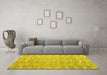 Machine Washable Abstract Yellow Modern Rug in a Living Room, wshabs4614yw