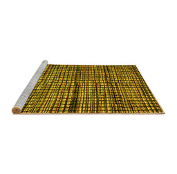 Sideview of Machine Washable Abstract Yellow Modern Rug, wshabs4615yw