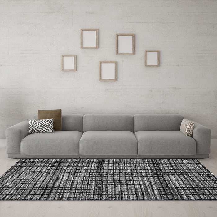 Machine Washable Abstract Gray Modern Rug in a Living Room,, wshabs4615gry