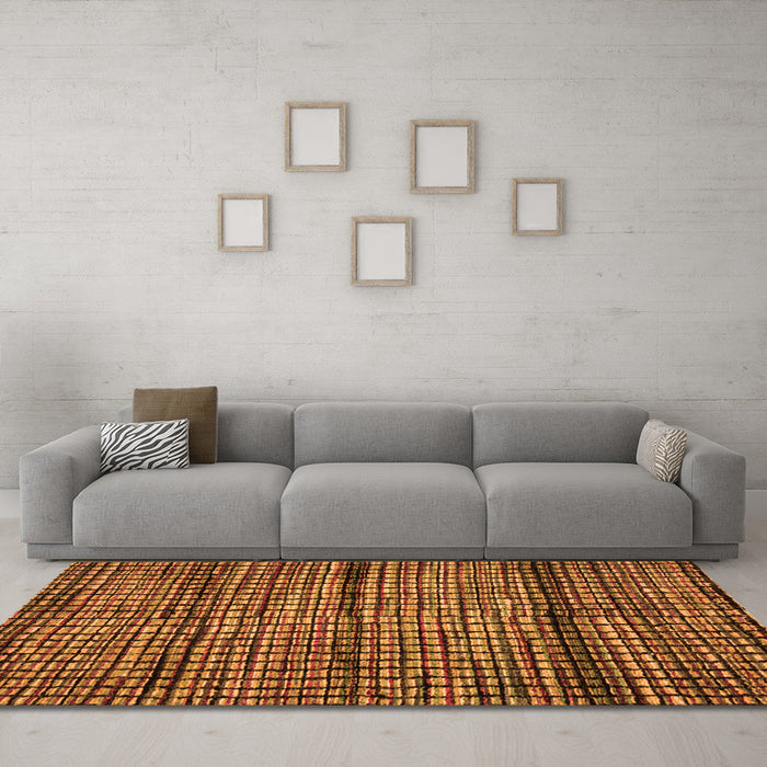 Machine Washable Abstract Orange Modern Area Rugs in a Living Room, wshabs4615org