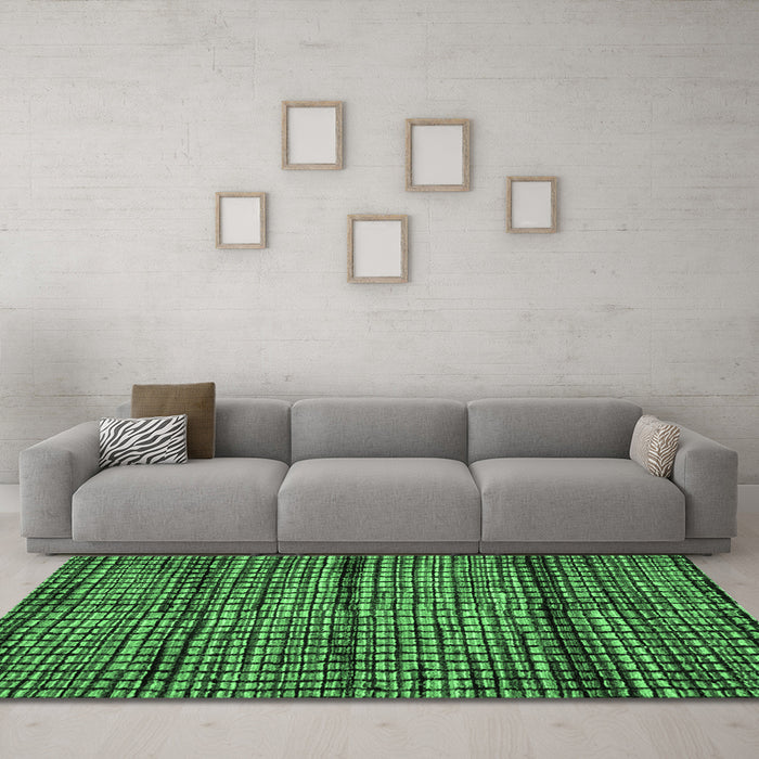 Machine Washable Abstract Emerald Green Modern Area Rugs in a Living Room,, wshabs4615emgrn