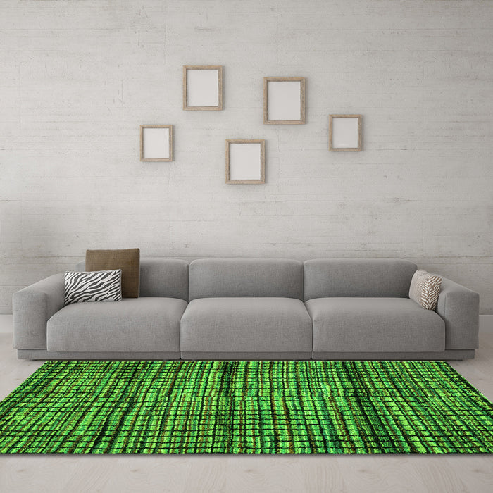 Machine Washable Abstract Green Modern Area Rugs in a Living Room,, wshabs4615grn