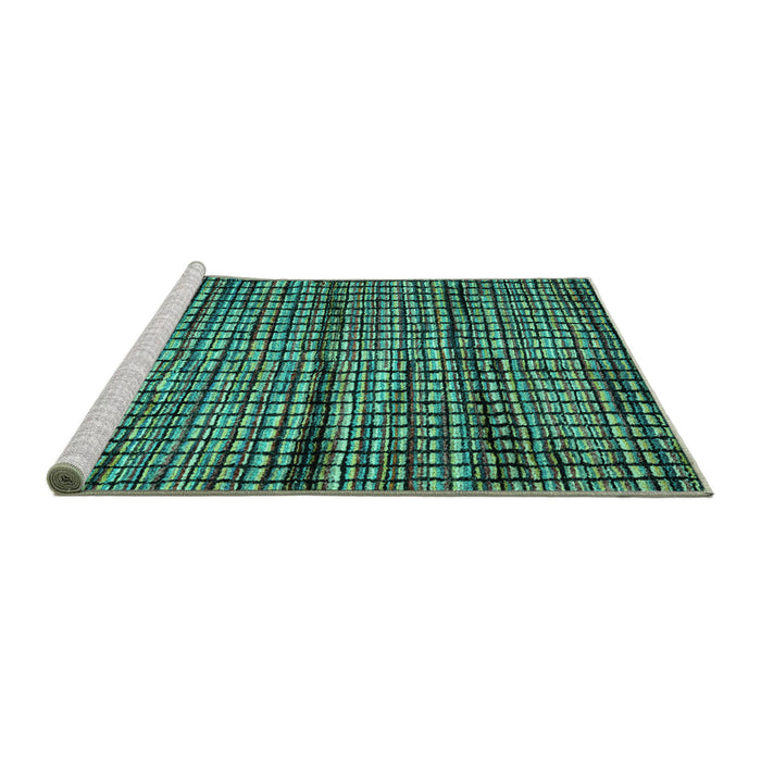 Sideview of Machine Washable Abstract Turquoise Modern Area Rugs, wshabs4615turq