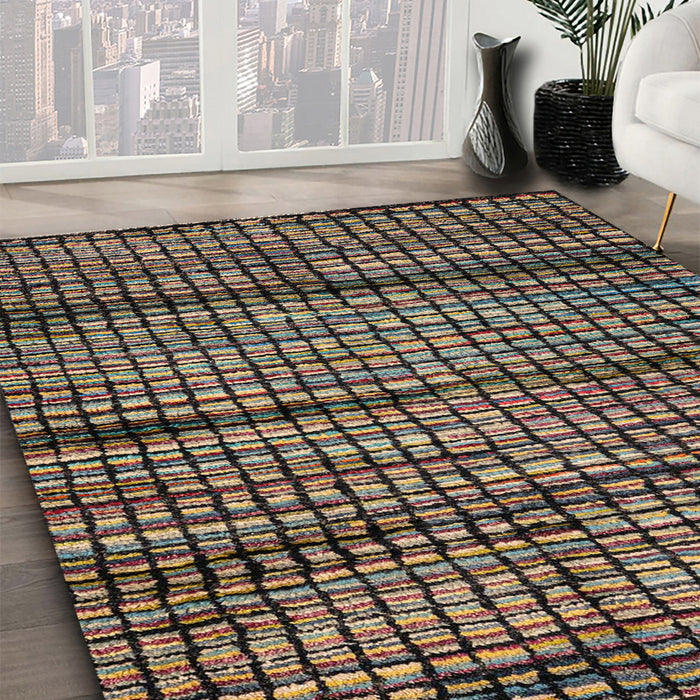 Abstract Brown Modern Rug in Family Room, abs4615
