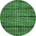 Round Machine Washable Abstract Emerald Green Modern Area Rugs, wshabs4615emgrn