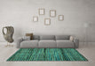 Machine Washable Abstract Turquoise Modern Area Rugs in a Living Room,, wshabs4615turq