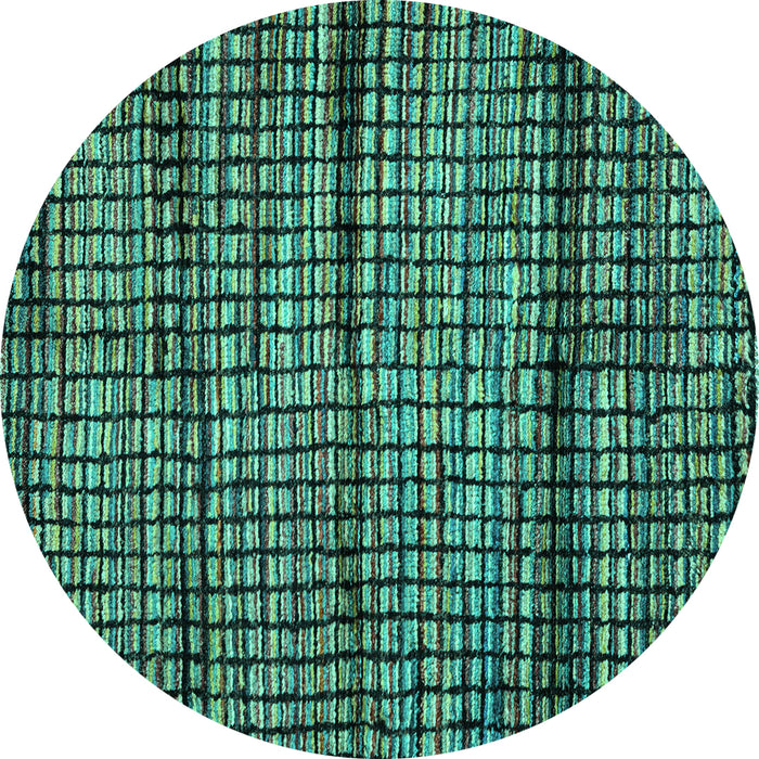 Round Abstract Turquoise Modern Rug, abs4615turq