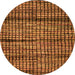 Round Machine Washable Abstract Orange Modern Area Rugs, wshabs4615org