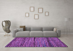 Machine Washable Abstract Purple Modern Area Rugs in a Living Room, wshabs4615pur