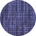 Round Abstract Blue Modern Rug, abs4616blu