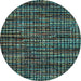 Round Machine Washable Abstract Light Blue Modern Rug, wshabs4616lblu