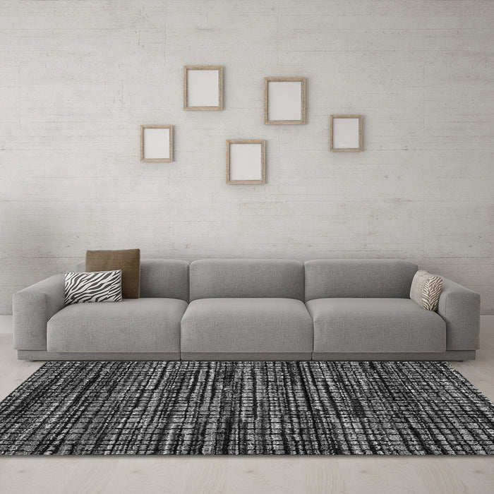 Machine Washable Abstract Gray Modern Rug in a Living Room,, wshabs4616gry
