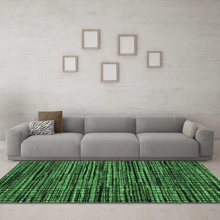 Machine Washable Abstract Emerald Green Modern Area Rugs in a Living Room,, wshabs4616emgrn