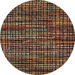 Round Abstract Red Modern Rug, abs4616