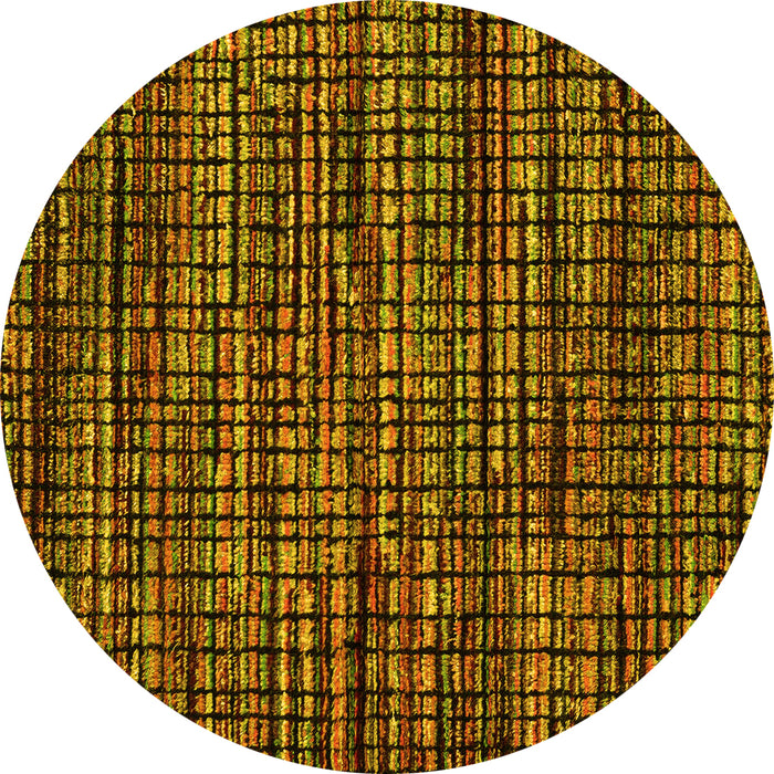 Round Machine Washable Abstract Yellow Modern Rug, wshabs4616yw