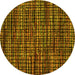 Round Machine Washable Abstract Yellow Modern Rug, wshabs4616yw