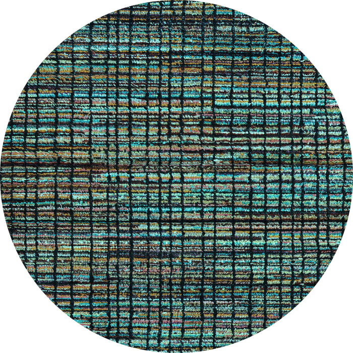 Round Abstract Light Blue Modern Rug, abs4616lblu