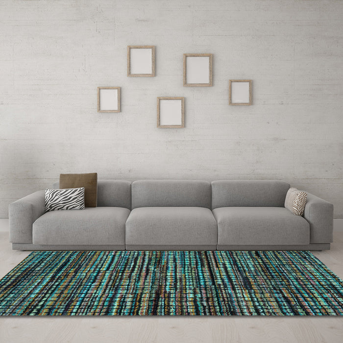 Machine Washable Abstract Light Blue Modern Rug in a Living Room, wshabs4616lblu