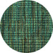 Round Abstract Turquoise Modern Rug, abs4616turq