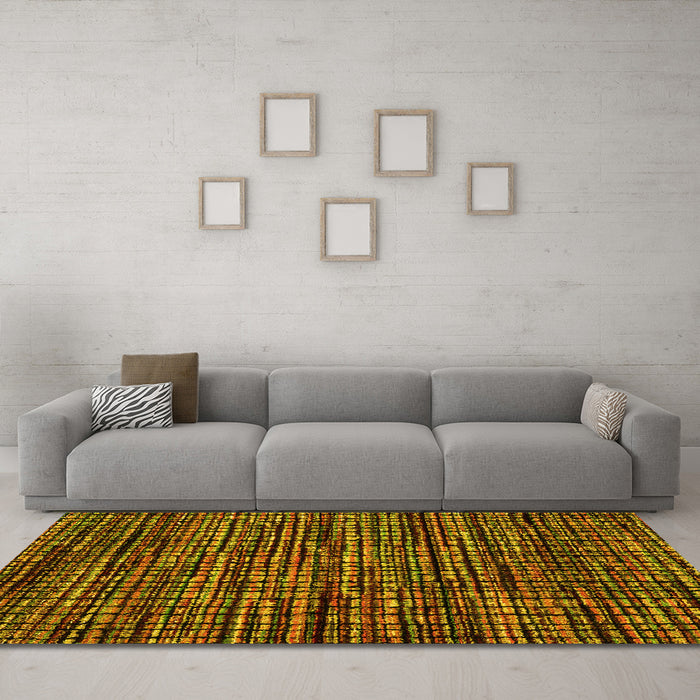 Machine Washable Abstract Yellow Modern Rug in a Living Room, wshabs4616yw