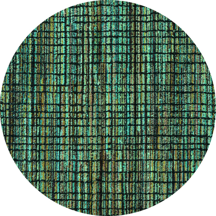 Round Machine Washable Abstract Turquoise Modern Area Rugs, wshabs4616turq