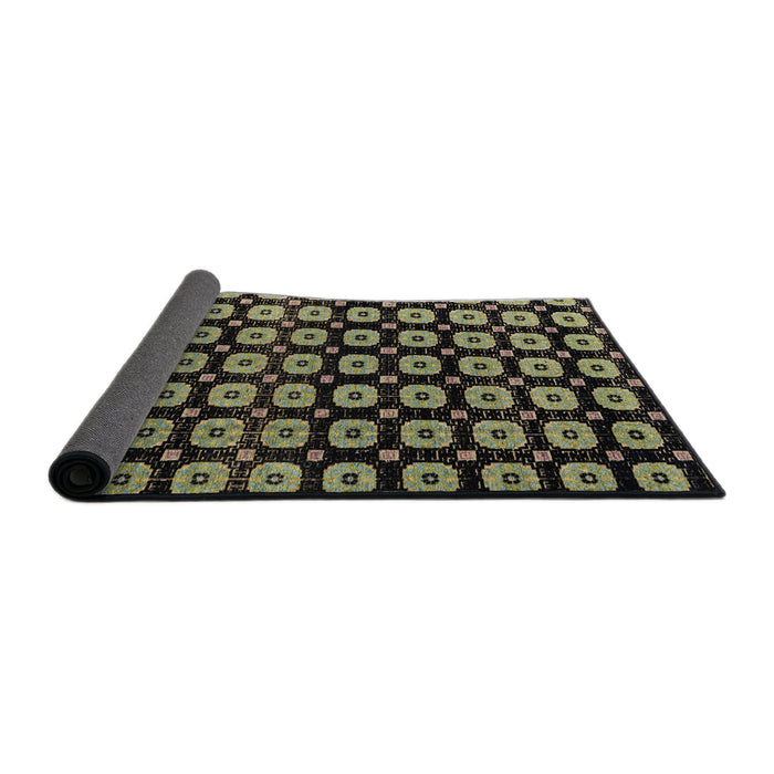 Sideview of Abstract Copper Green Modern Rug, abs4617