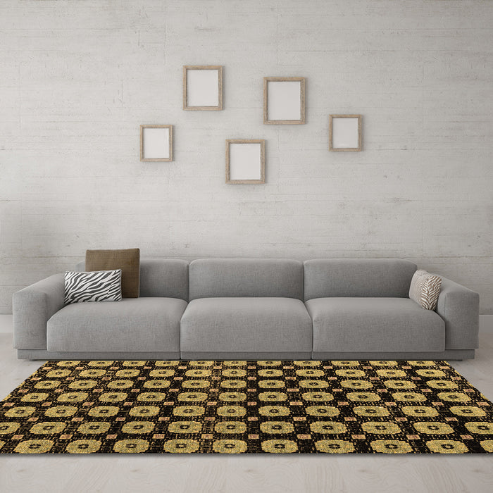 Machine Washable Abstract Brown Modern Rug in a Living Room,, wshabs4617brn