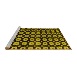 Sideview of Machine Washable Abstract Yellow Modern Rug, wshabs4617yw