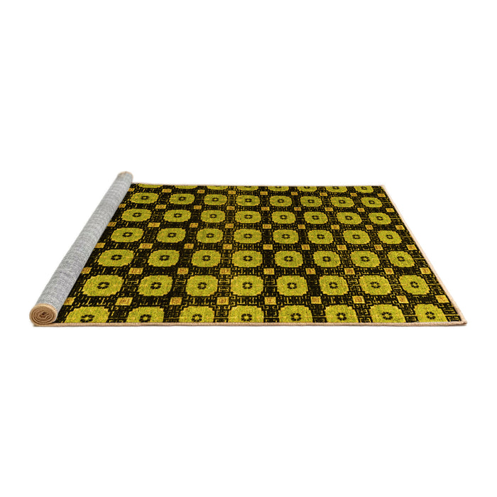 Sideview of Machine Washable Abstract Yellow Modern Rug, wshabs4617yw