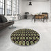 Round Abstract Copper Green Modern Rug in a Office, abs4617