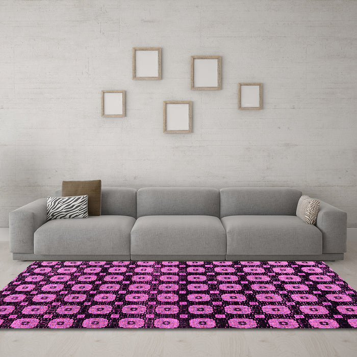 Machine Washable Abstract Pink Modern Rug in a Living Room, wshabs4617pnk